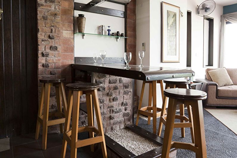 Bar counter for loft style kitchen