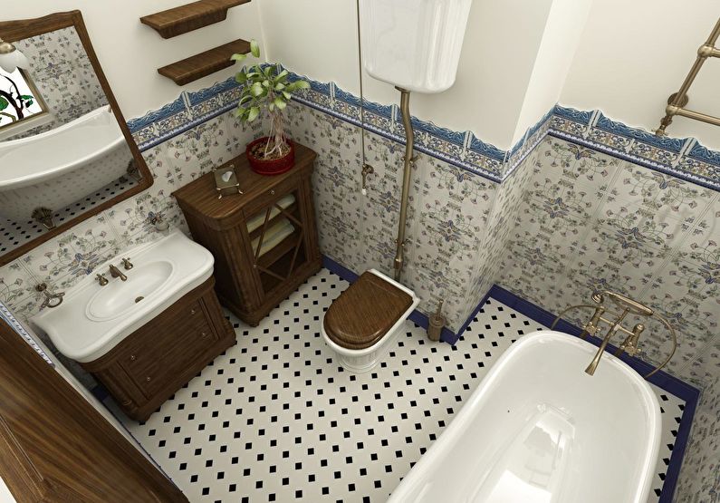 Bathroom design 4 sq.m. - floor finish