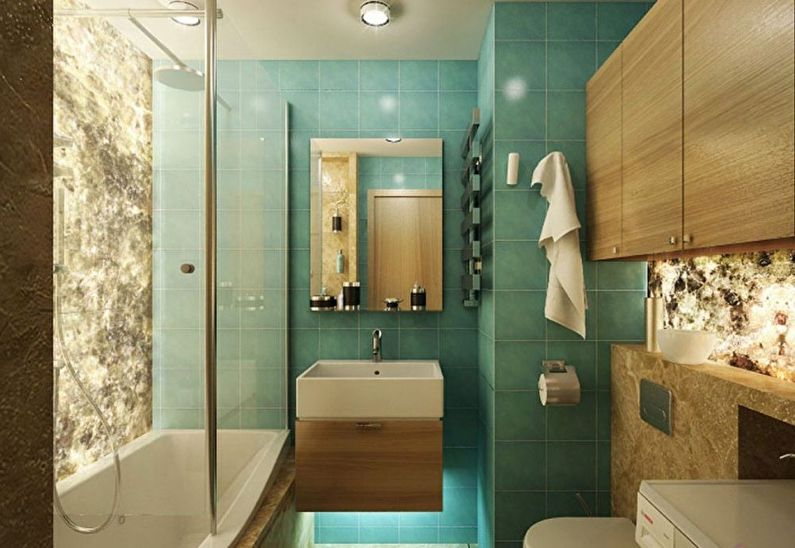 Bathroom design 4 sq.m. - Lighting and decor