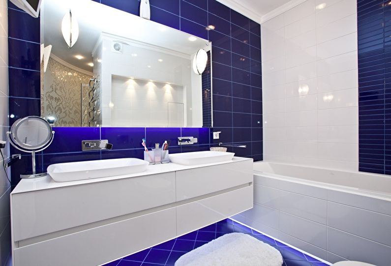 Bathroom design 4 sq.m. - Lighting and decor