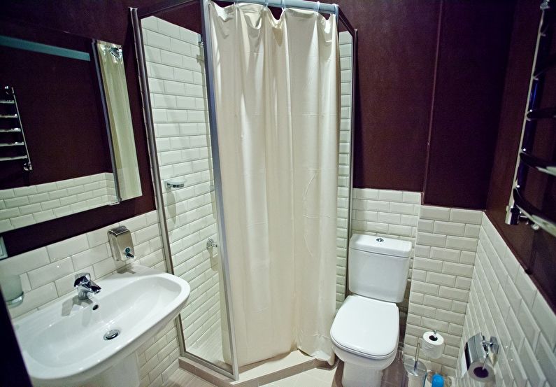 Interior design of a bathroom of 4 sq.m. with shower - photo