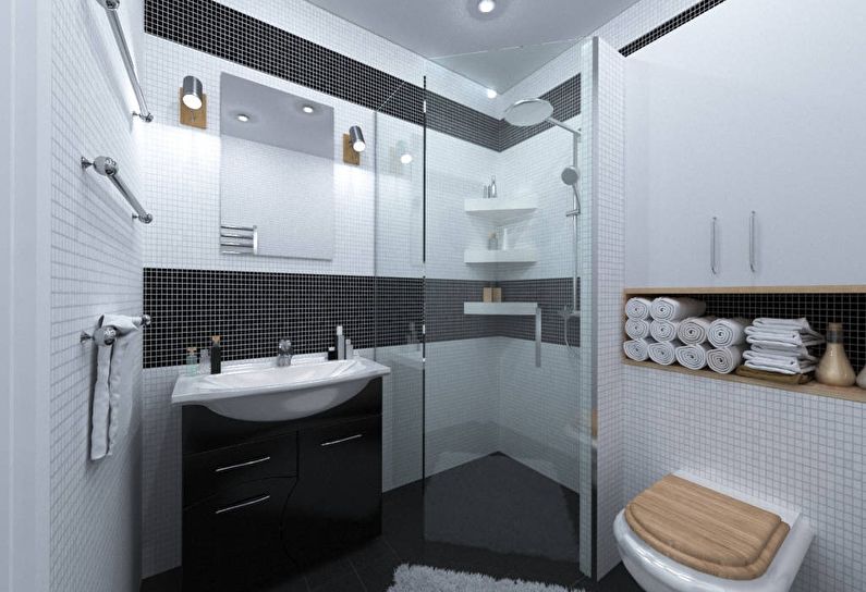 4 m2'lik bir banyo iç tasarımı duşlu - fotoğraf