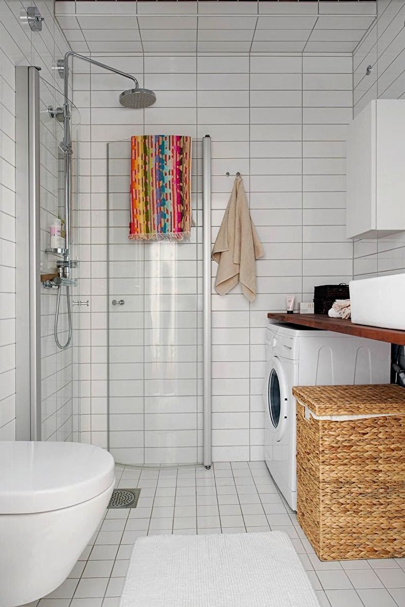 Interior design of a bathroom of 4 sq.m. with shower - photo