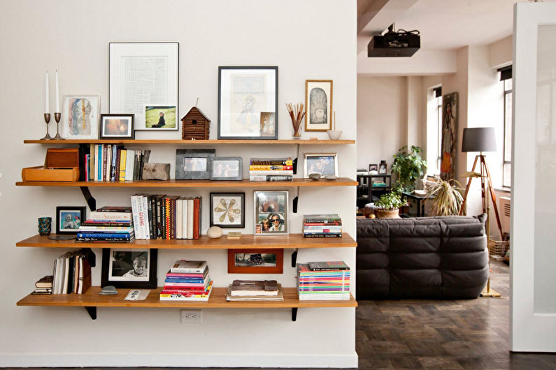 Wooden wall shelves