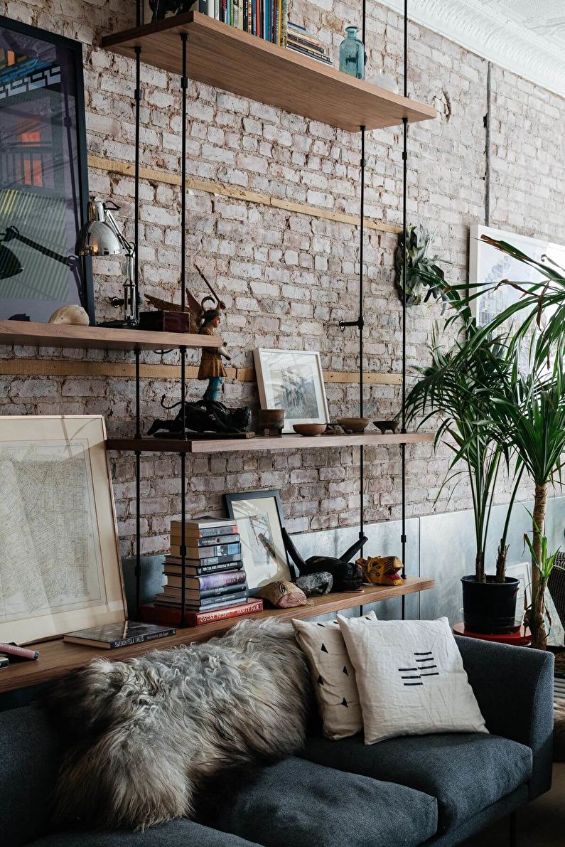 Wooden wall shelves