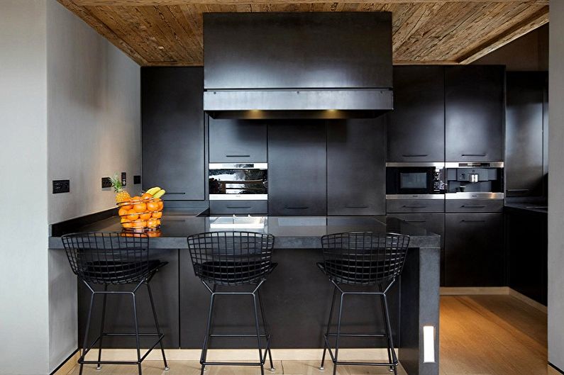 Cocina negra en un estilo moderno - Diseño de interiores