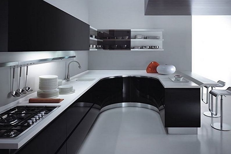 Cocina negra - foto de diseño de interiores