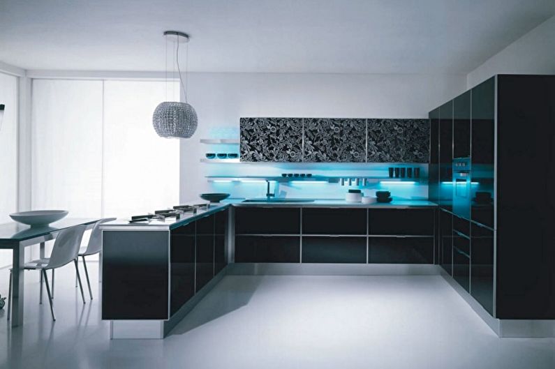 Cocina negra - foto de diseño de interiores