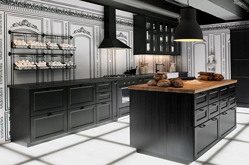 Cocina negra - foto de diseño de interiores