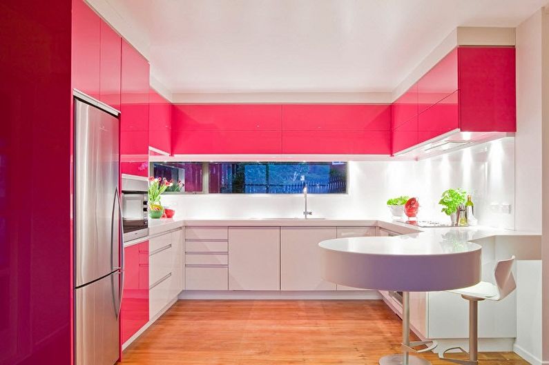 Cocina rosa en un estilo moderno - Diseño de interiores