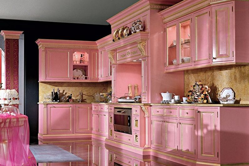 Cozinha estilo Provence rosa - design de interiores