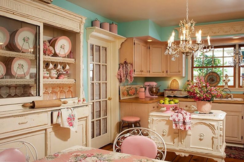 Pink Provence Style Kitchen - Diseño de interiores