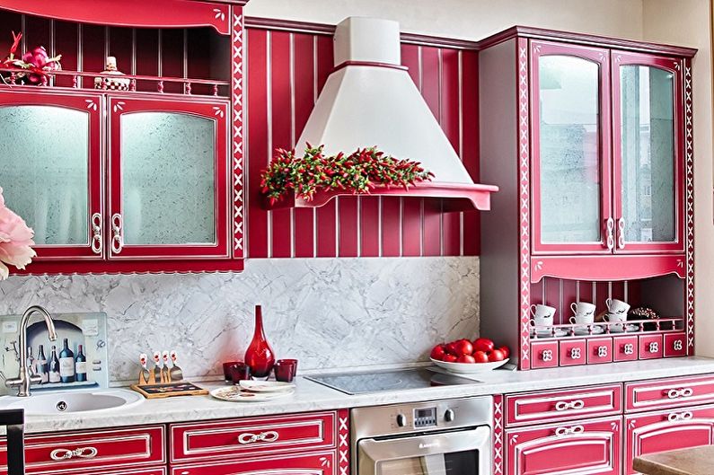 Cocina de estilo retro rosa - Diseño de interiores