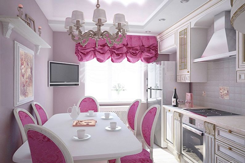 Design de cozinha rosa - decoração de parede