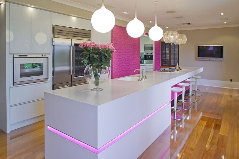 Pink Kitchen Design - Decoração e Iluminação