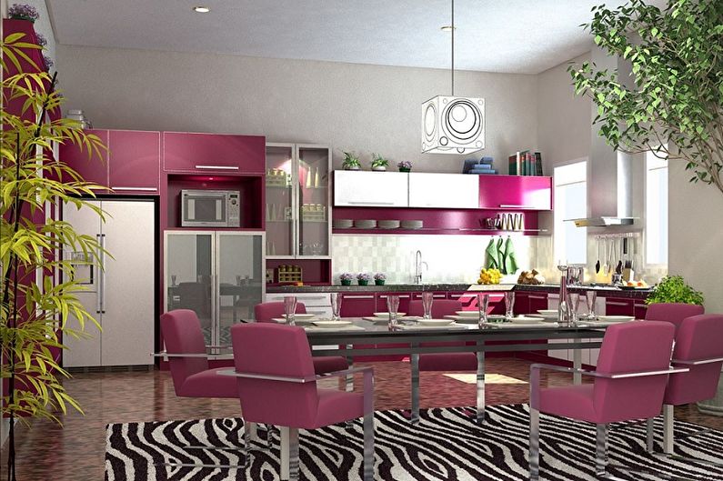 Cozinha rosa - design de interiores