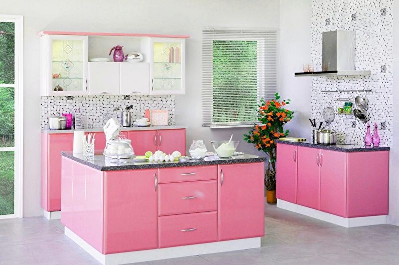 Cocina rosa - foto de diseño de interiores