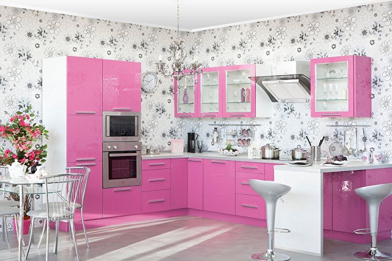 Cozinha rosa - design de interiores