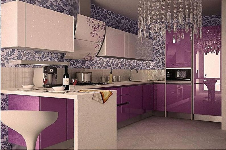 Cocina rosa - foto de diseño de interiores