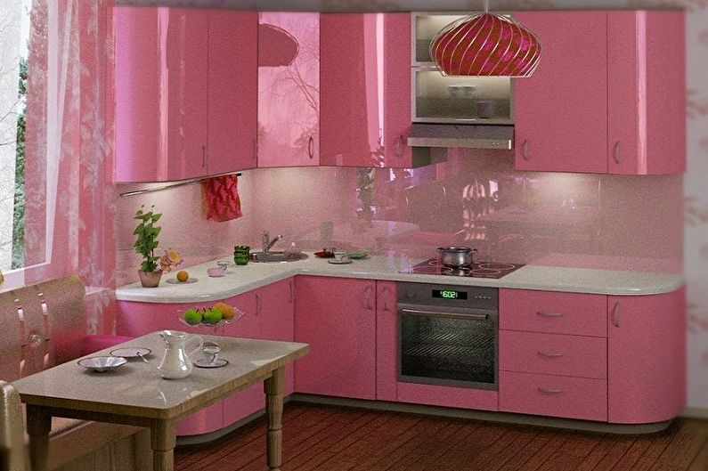 Pink kitchen - interior design photo