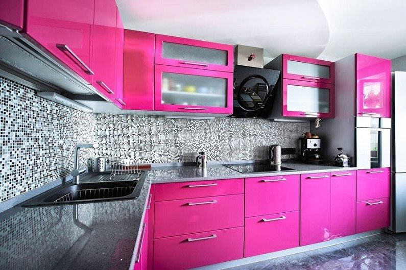 Cocina rosa - foto de diseño de interiores