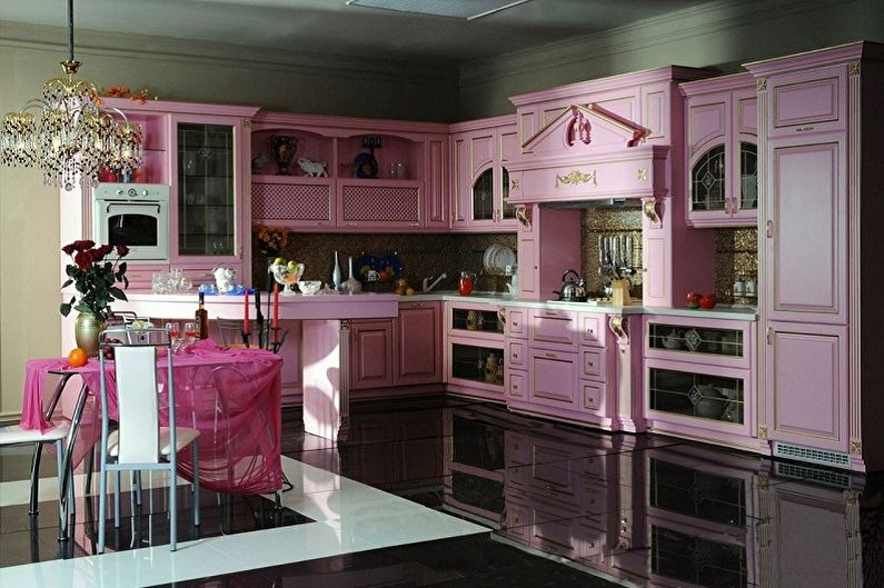 Pink kitchen - interior design photo