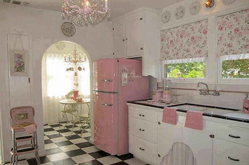 Pink kitchen - interior design photo