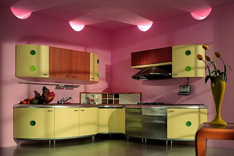 Cocina rosa - foto de diseño de interiores