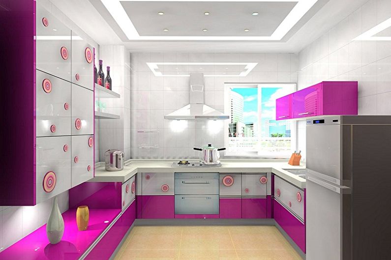 Cozinha rosa - design de interiores