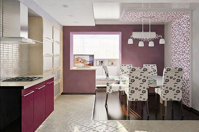 Pink kitchen - interior design photo