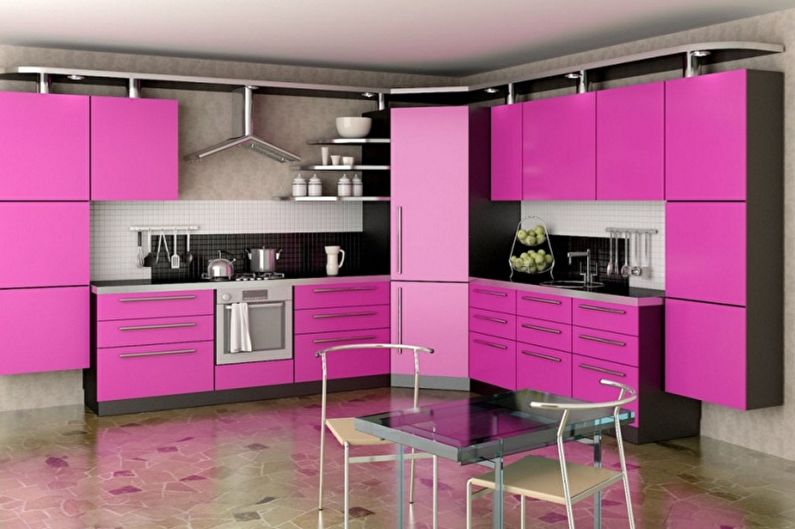 Cozinha rosa - design de interiores