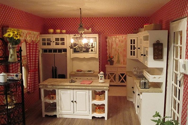 Pink kitchen - interior design photo