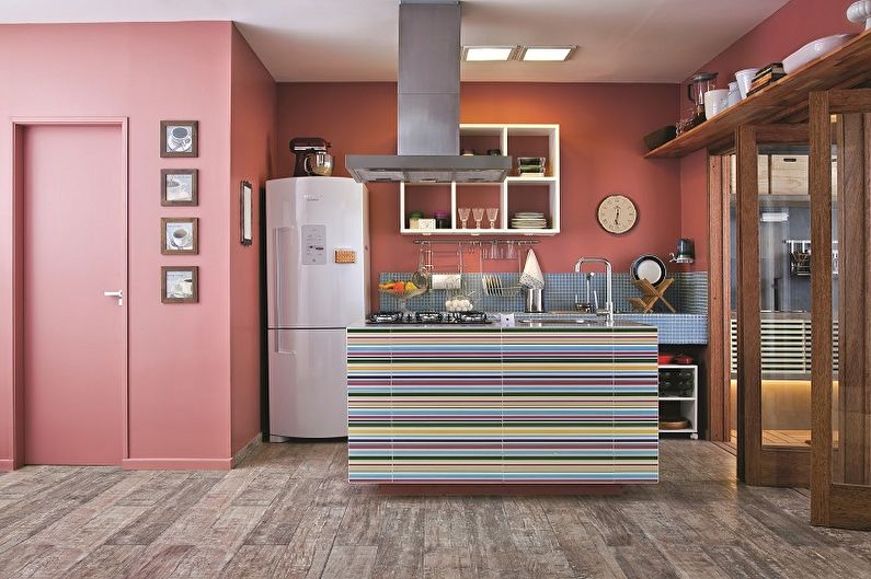 Pink kitchen - interior design photo