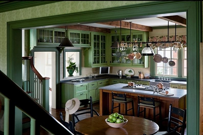 Green Country Style Kitchen - Interiørdesign