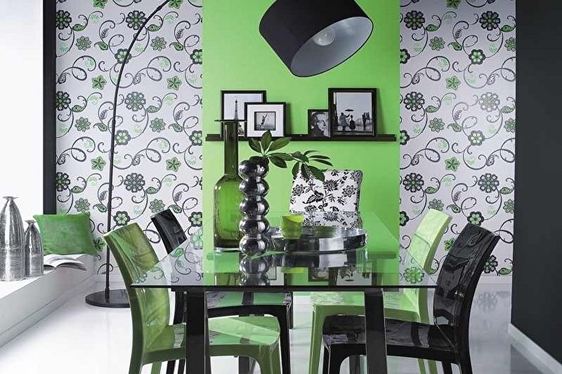 Design de bucătărie verde - decorare perete