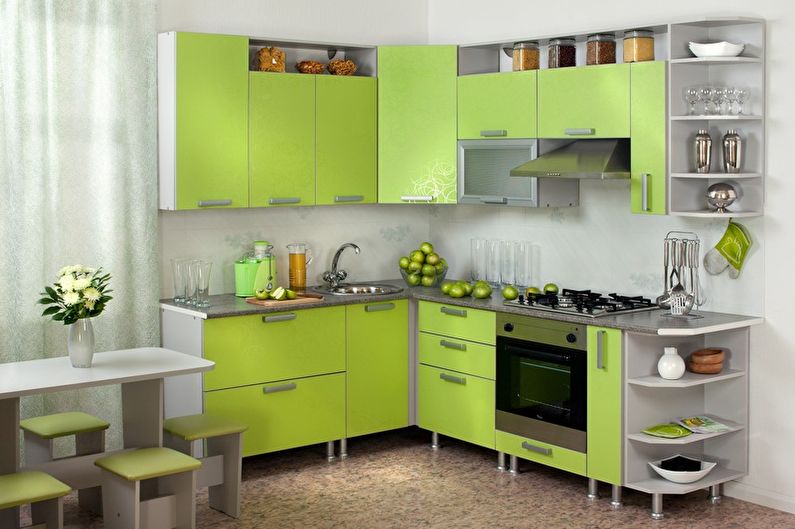 Pequeña cocina verde - Diseño de interiores