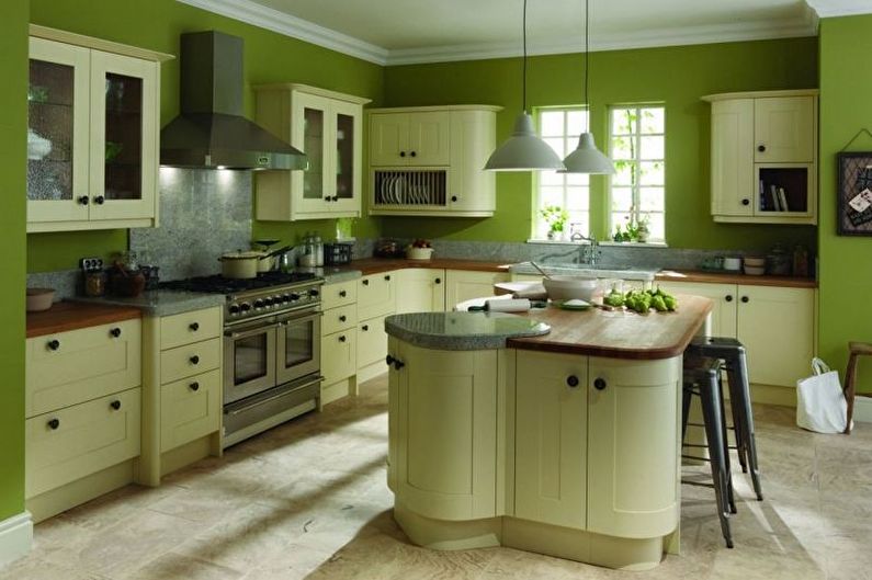 Green kitchen - interior design photo