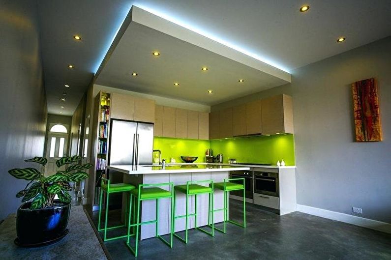 Green kitchen - interior design photo