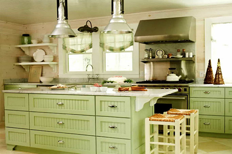 Green kitchen - interior design photo