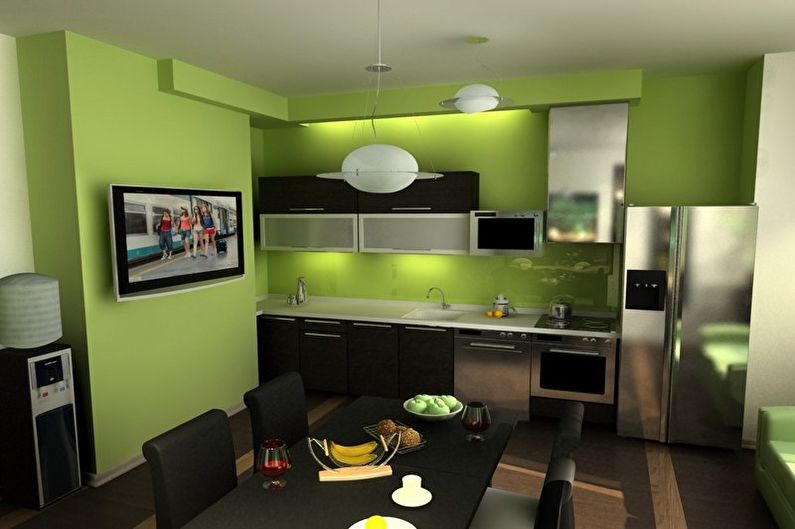 Green kusina - larawan sa interior design