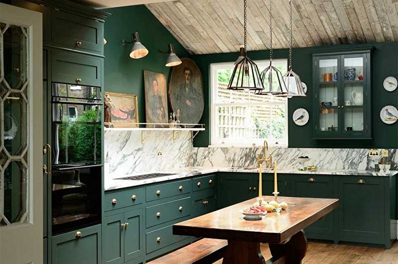 Green kitchen - interior design photo