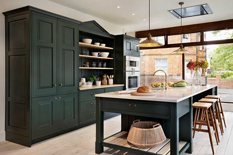 Green kitchen - interior design photo