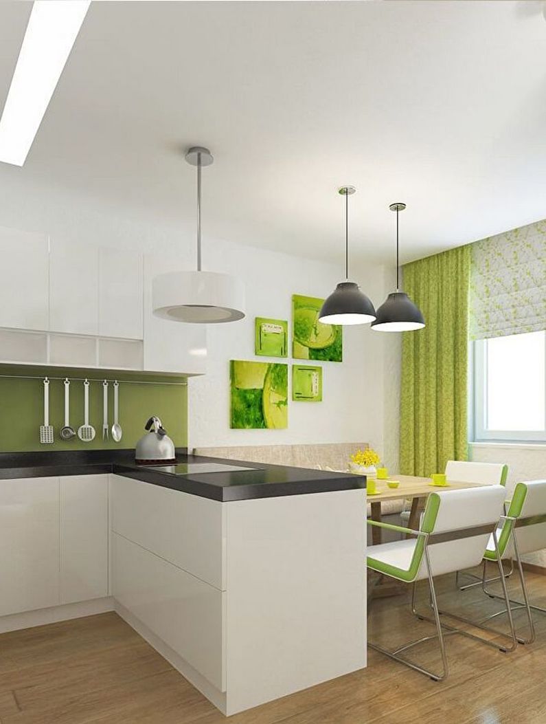 Green kusina - larawan sa interior design