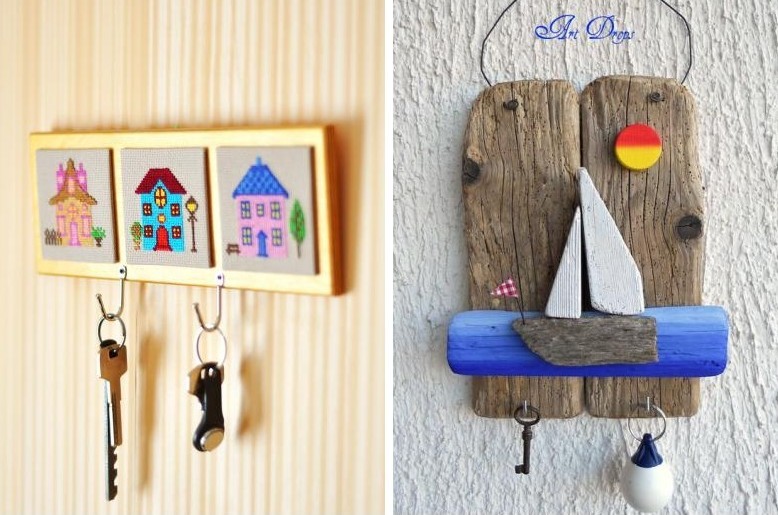 Porta-chaves de parede DIY para um corredor