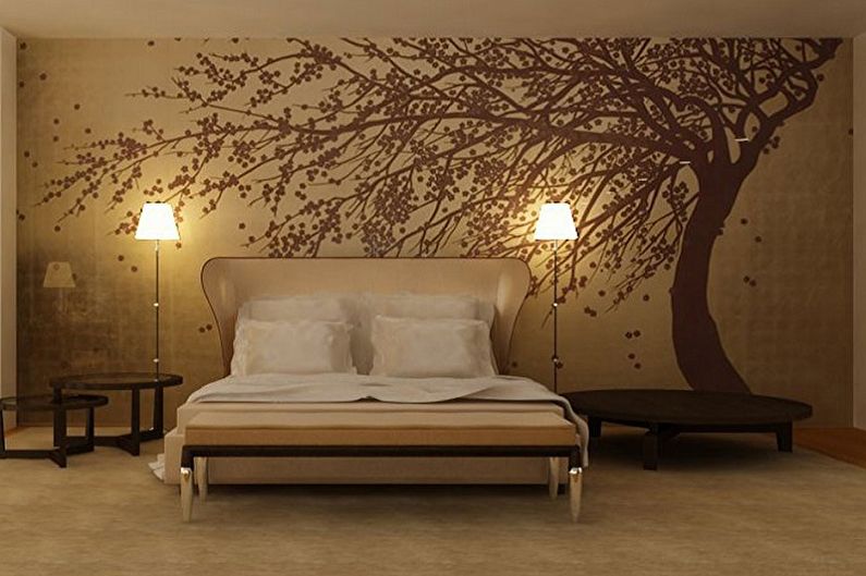 Wallpaper stickers in the bedroom interior - photo