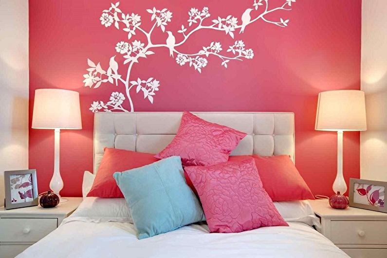 Wallpaper stickers in the bedroom interior - photo