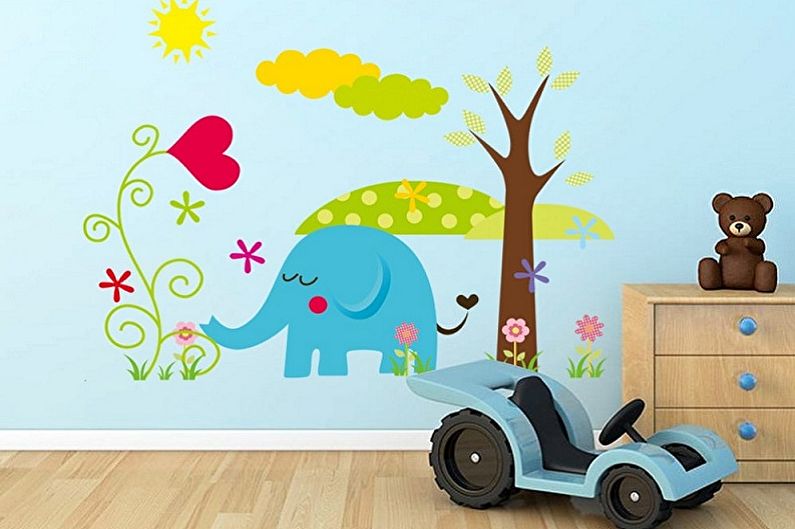 Behangstickers binnen een kinderkamer - foto