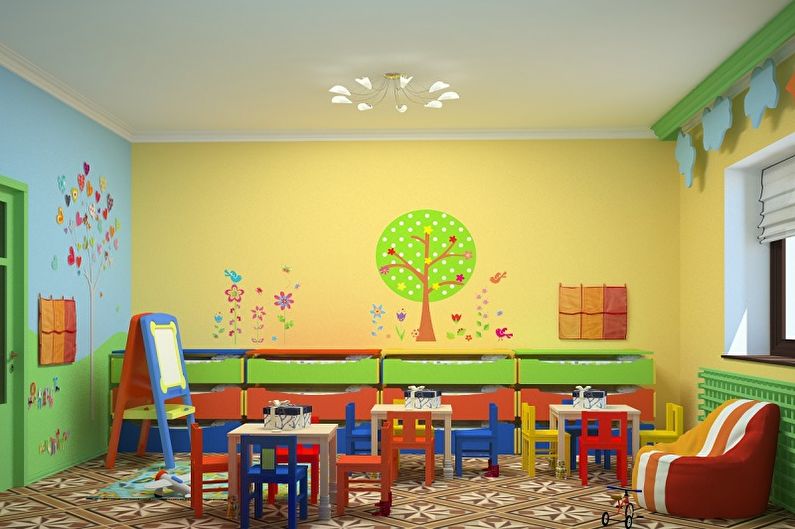 Wallpaper stickers in the interior of a children's room - photo