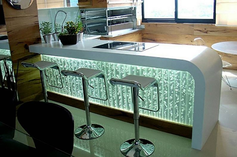 Kitchens with a bar counter - Materials and design