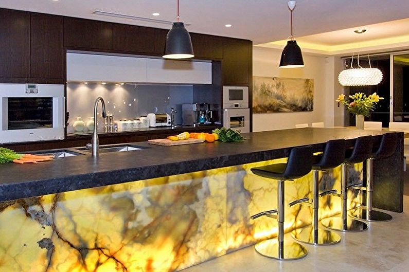 Kitchens with a bar counter - Materials and design